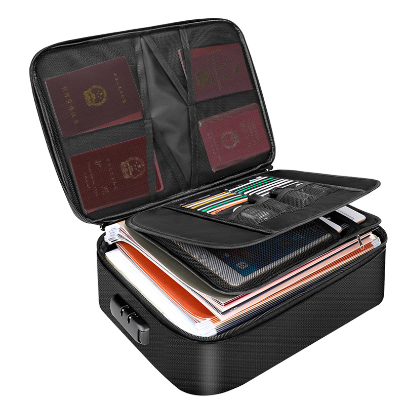 Fireproof Document Organizer Storage Bag for Passports Certificates and Important Records