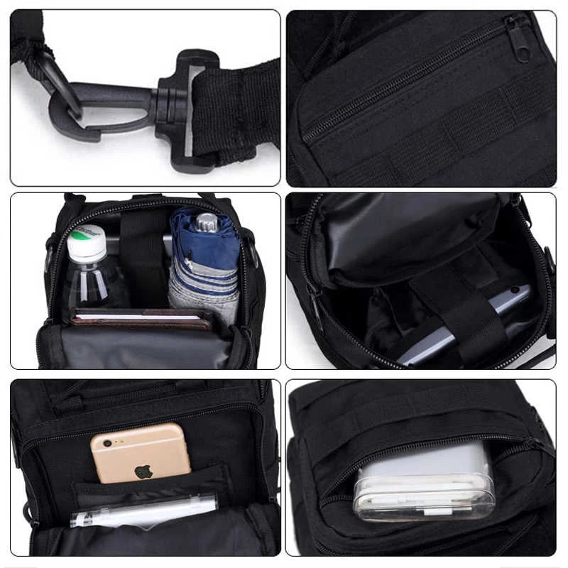Men's Tactical Sling Backpack Molle Travel Chest Pack Water Resistant Outdoor Hiking Bag