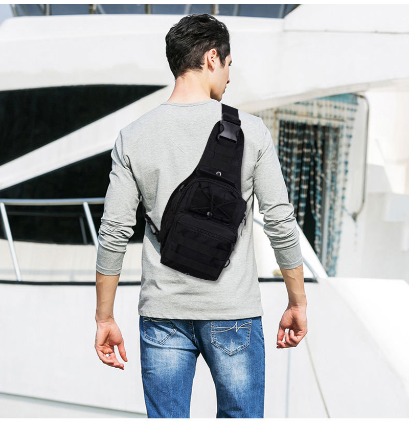 Men's Tactical Sling Backpack Molle Travel Chest Pack Water Resistant Outdoor Hiking Bag