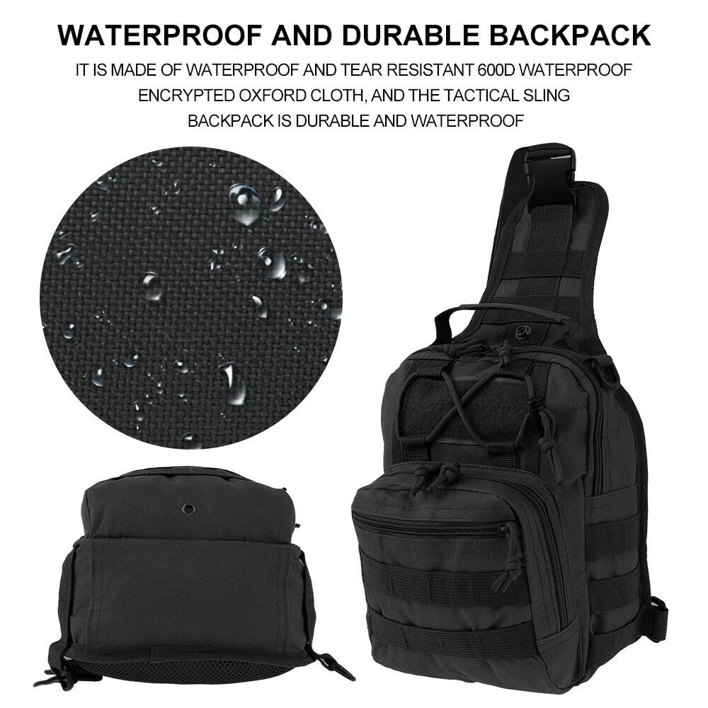 Men's Tactical Sling Backpack Molle Travel Chest Pack Water Resistant Outdoor Hiking Bag